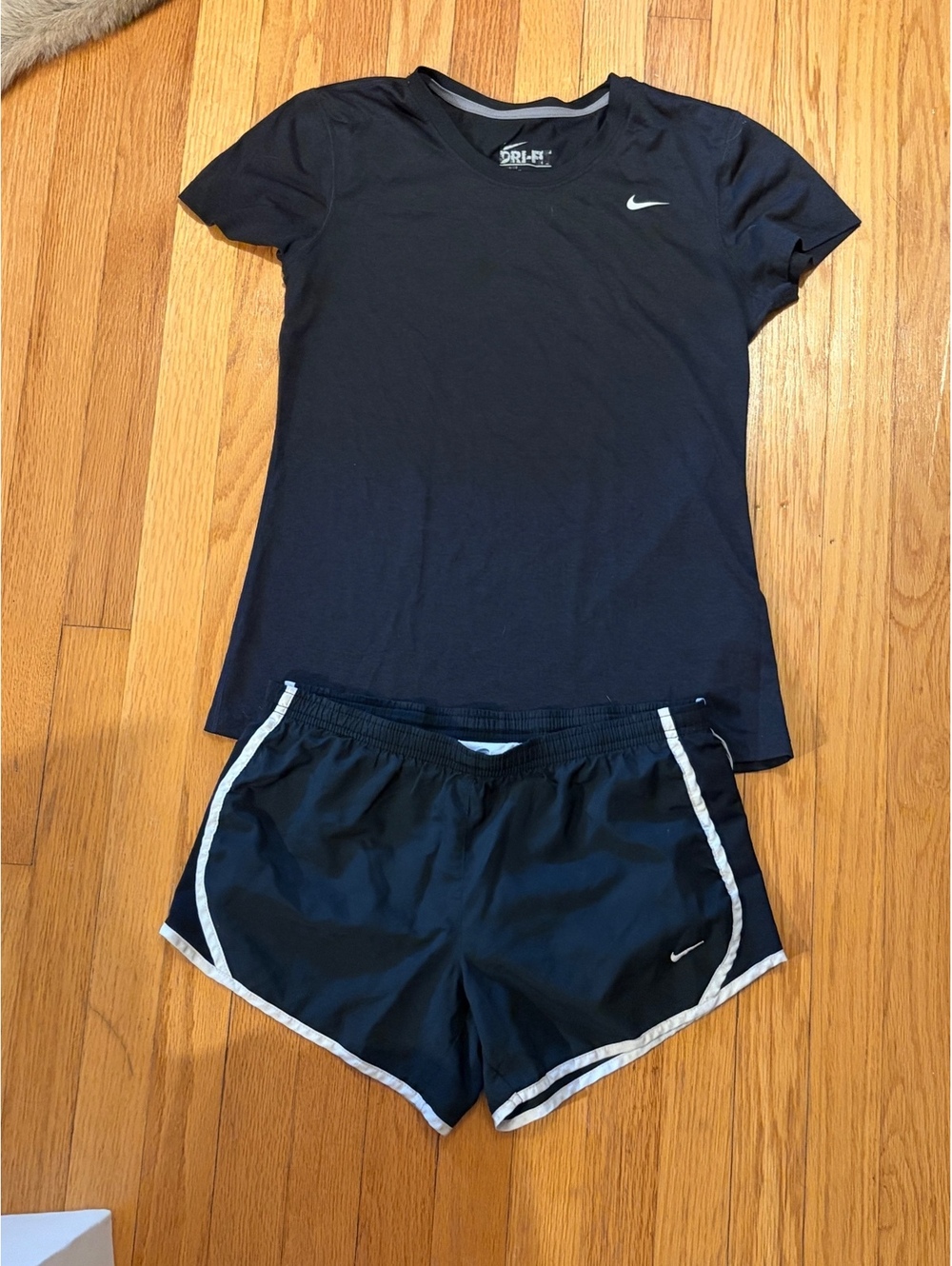 Nike Dri-FIT Black Athletic T-Shirt and Running Shorts Set